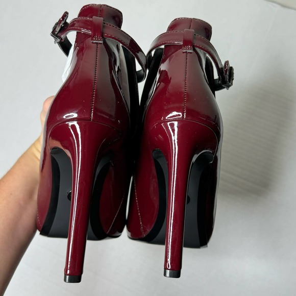 Michael Kors Burgundy Lawson Open Toe Leather Bootie NEW Size 10 - Picture 7 of 10